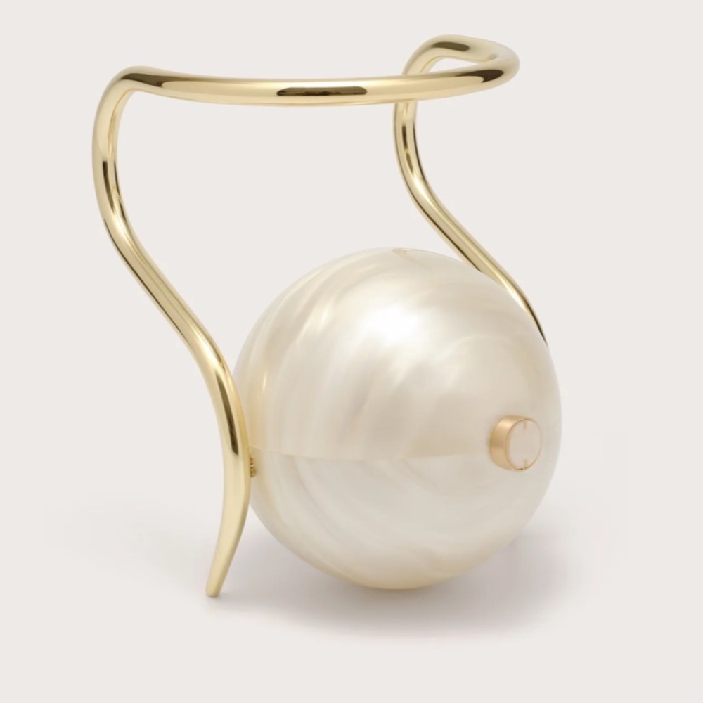 Cult Gaia Iridescent Pearl and Gold Sphere Bag